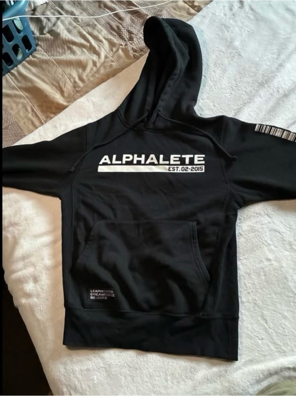 Alphalete Black Hoodie with White Chest Logo